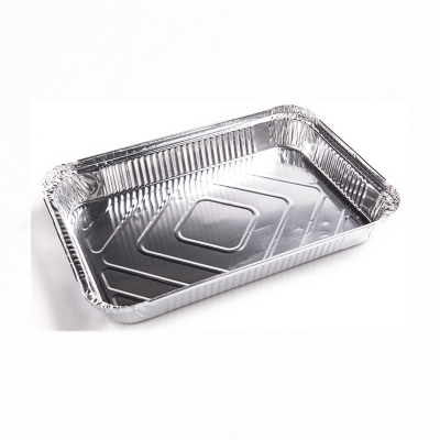 Wholesale silver rectangle aluminum foil pan 1800ml food grade disposable baking dish