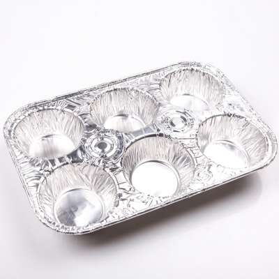 6 compartment food grade aluminum foil pans microwavable disposable muffin trays