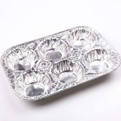 480ml disposable Food grade Portugal style 6 compartment baking use aluminum foil tray