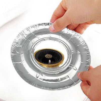 Hot Sale Silver Round Anti Splatter Disposable Aluminum Foil Gas Stove Mat Protector Burner Bib Liner Covers For Kitchen Use