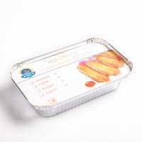 Custom Printing Logo Food Packaging usage Disposable Rectangular Takeaway Aluminum Foil Food Container with paper lid